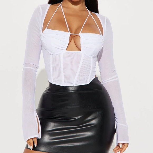 White Mesh Corset Top - Picture 1 of 2